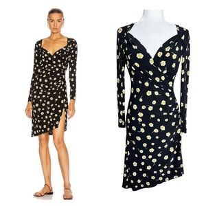NORMA KAMALI Daisy Long Sleeve Sweetheart Side Drape Dress Size XS